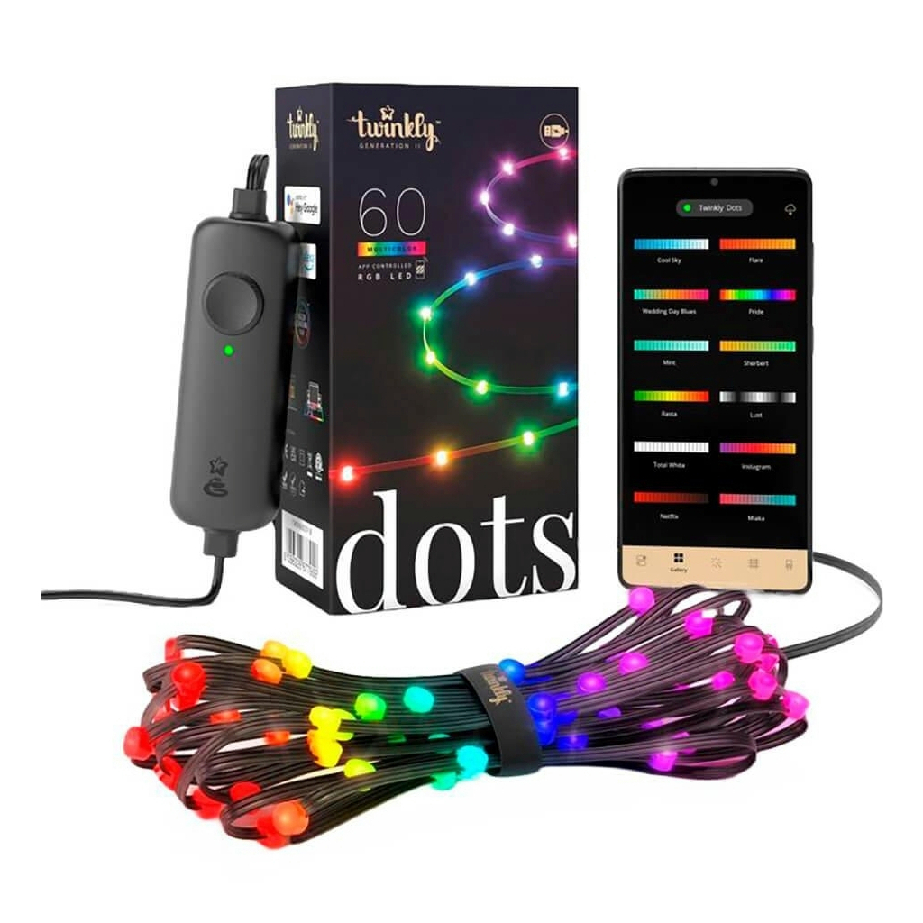 Гірлянда Twinkly Smart LED Dots 60 RGB LED Lights String Clear Wire USB-A IP20 3м (TWD060STP-T) - зображення 1