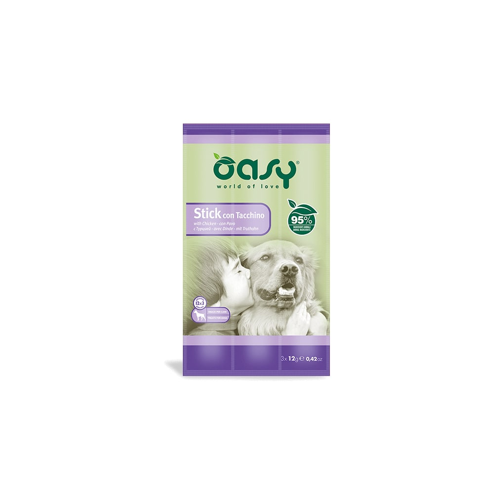 Ласощі для собак OASY Stick м’ясні палички з індичкою 36 г (8054329510261) - зображення 1
