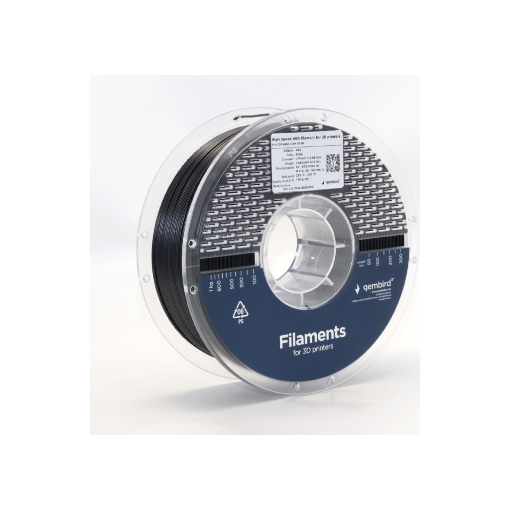 Пластик для 3D-принтера Gembird ABS High Speed 1.75 мм, black (3DP-ABS1.75HY-01-BK) - зображення 2
