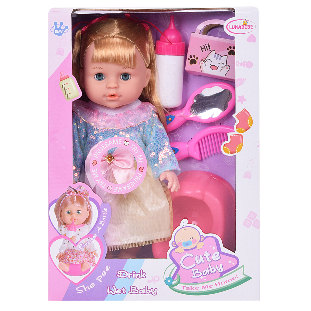 Лялька Lunabebe інтерактивна з волоссям та аксесуарами зі звуковими та функціональними ефектами 30 см (3858894674930) - зображення 3