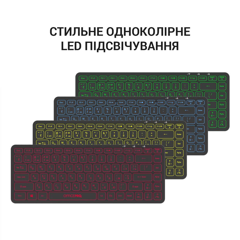 Клавіатура OfficePro SK790B Wireless/Bluetooth Black - зображення 4