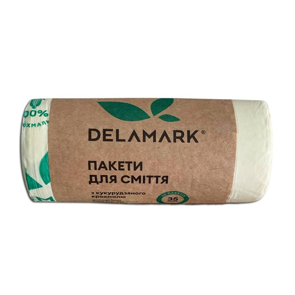 Пакети для сміття DeLaMark Біорозкладні з кукурудзяного крохмалю 35 л 20 шт. (4820152332578) - зображення 1