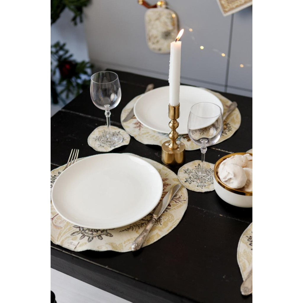 Серветка на стіл Прованс гобеленова Золоте свято D 35см (036313) - зображення 9