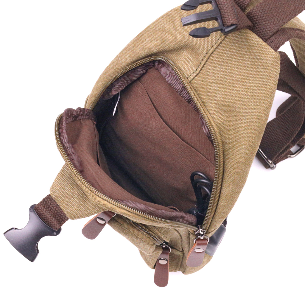 Сумка Vintage Через плече з кабелем USB чоловіча з текстилю Оливкова (21223) - зображення 4