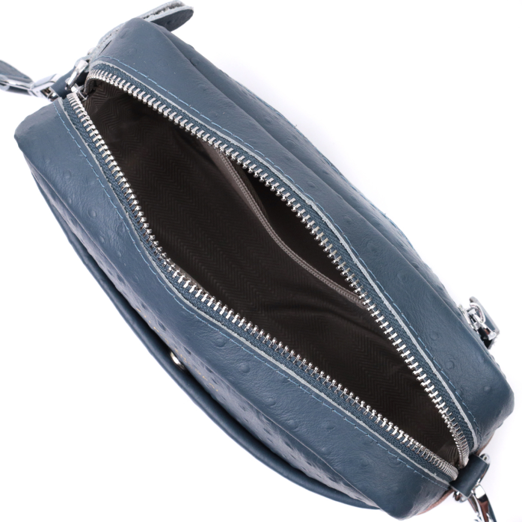 Сумка Vintage Жіноча з фактурної натуральної шкіри Синя (22661) - зображення 9