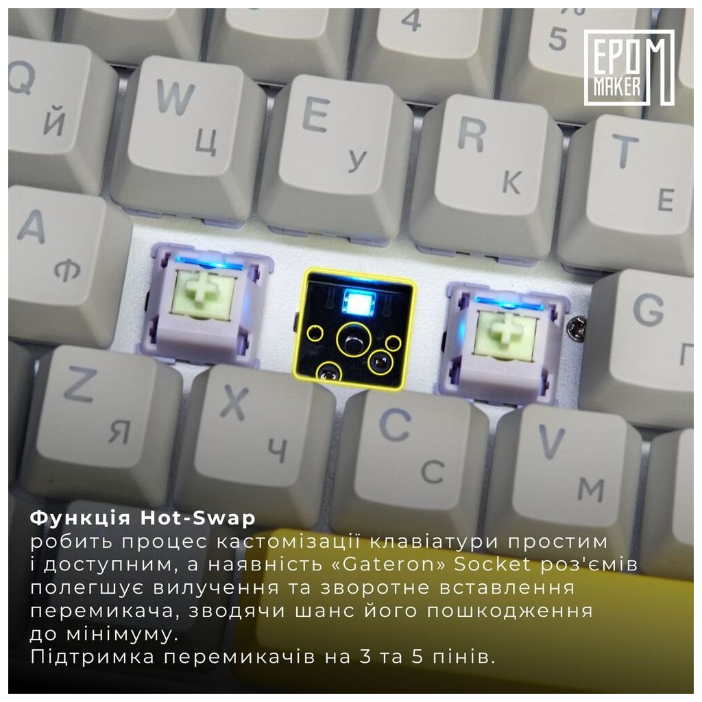 Клавіатура Epomaker EP84 Plus 75 Wisteria Linear Switch Hot-Swap RGB Wireless/Bluetooth/USB UA White (EP84-W-WL) - зображення 6