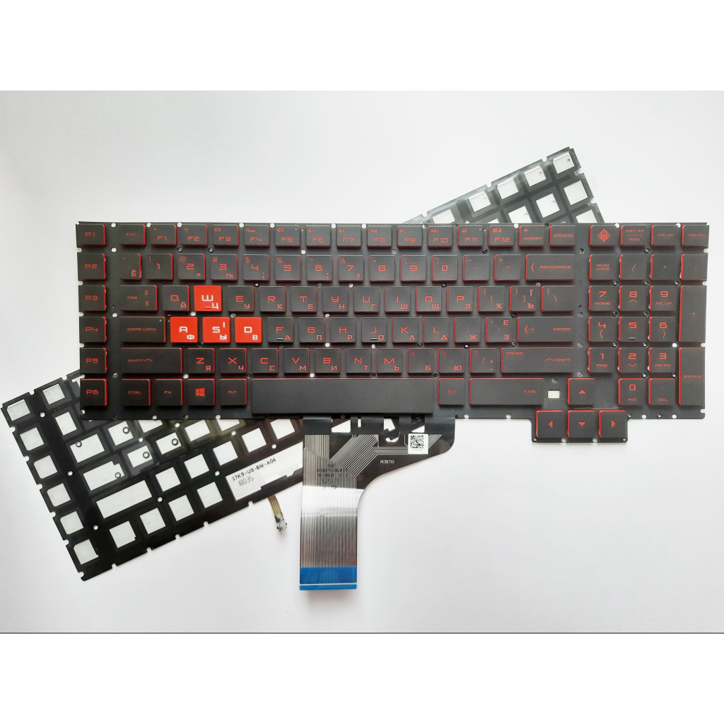 Клавіатура ноутбука HP Omen 17-AN Series чорна з червоною каймою та підсвіткою (A46086) - зображення 1