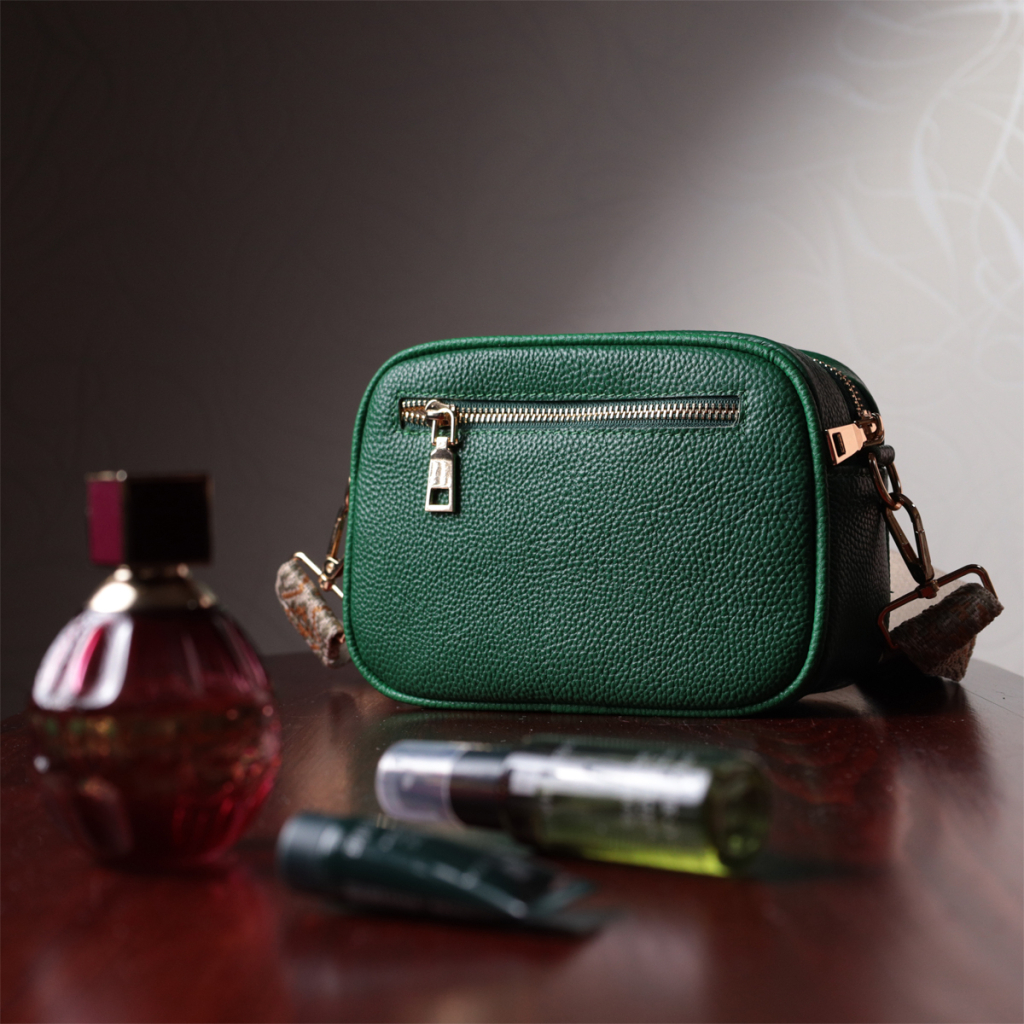 Сумка Vintage Стьобана жіноча з натуральної шкіри Зелена (22613) - зображення 12