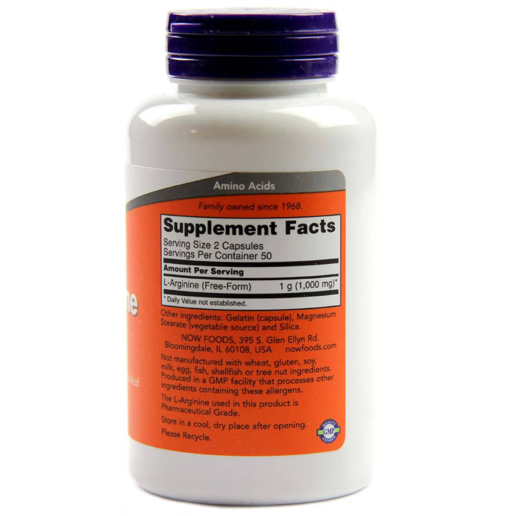 Амінокислота Now Foods L-Аргінін, L-Arginine, 500 мг, 100 капсул (NOW-00030) - зображення 2