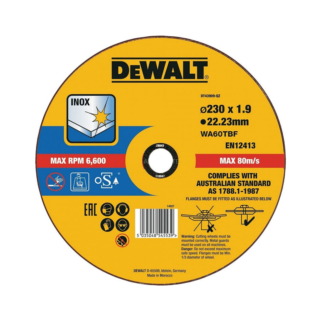 Круг відрізний DeWALT INOX, нержавіюча сталь/листовий метал, 230х1.9х22.23 мм (DT43909) - зображення 1