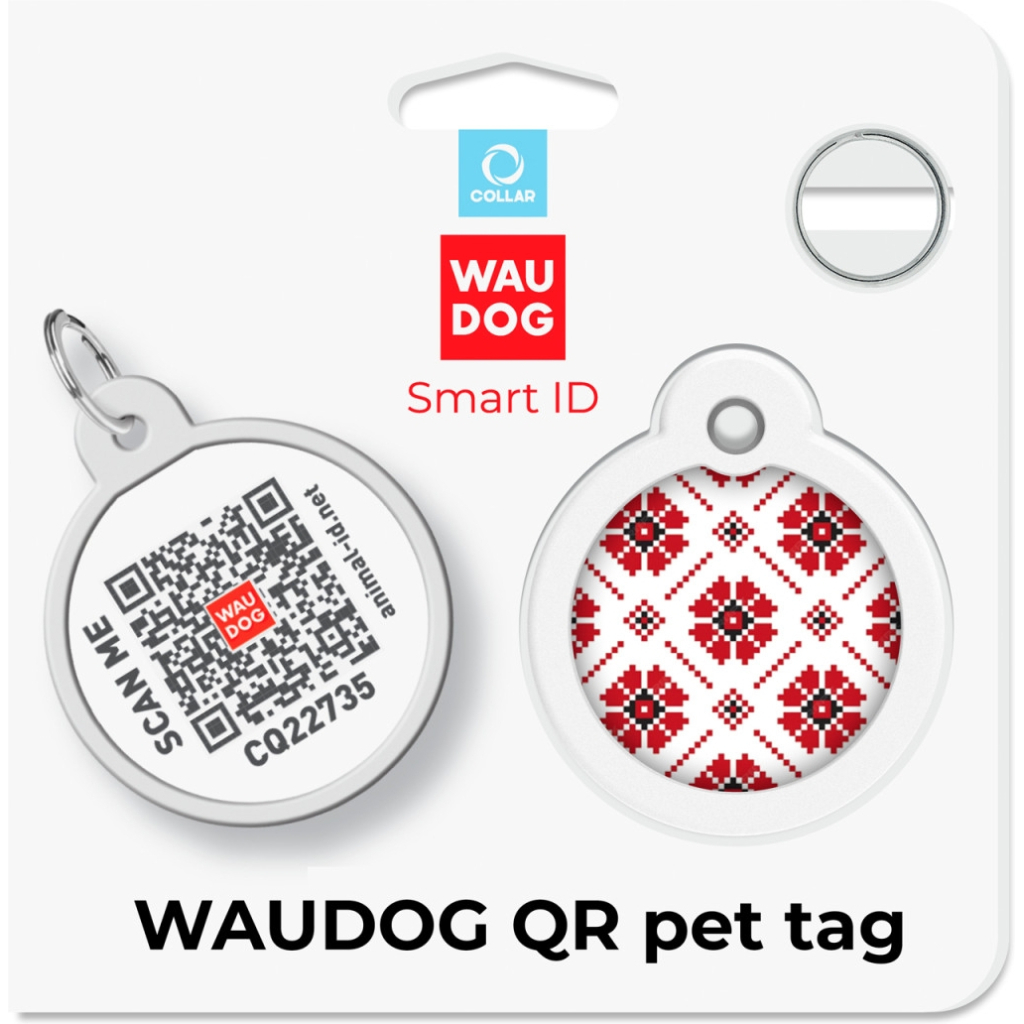 Адресник для тварин WAUDOG Smart ID з QR паспортом "Вишиванка", коло 25 мм (225-4033) - изображение 5