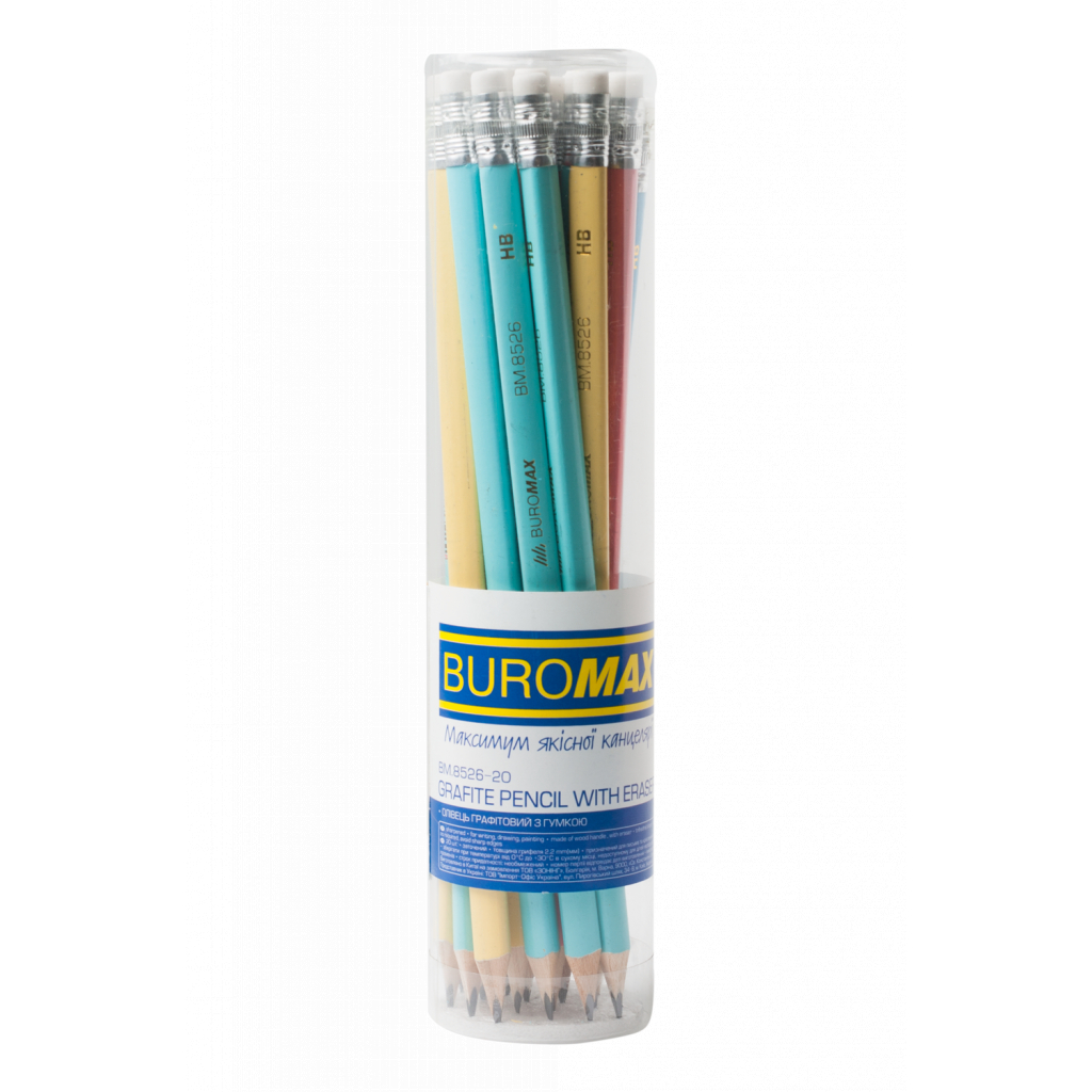 Олівець графітний Buromax Pastel HB з гумкою асорті (BM.8526-20) - зображення 4