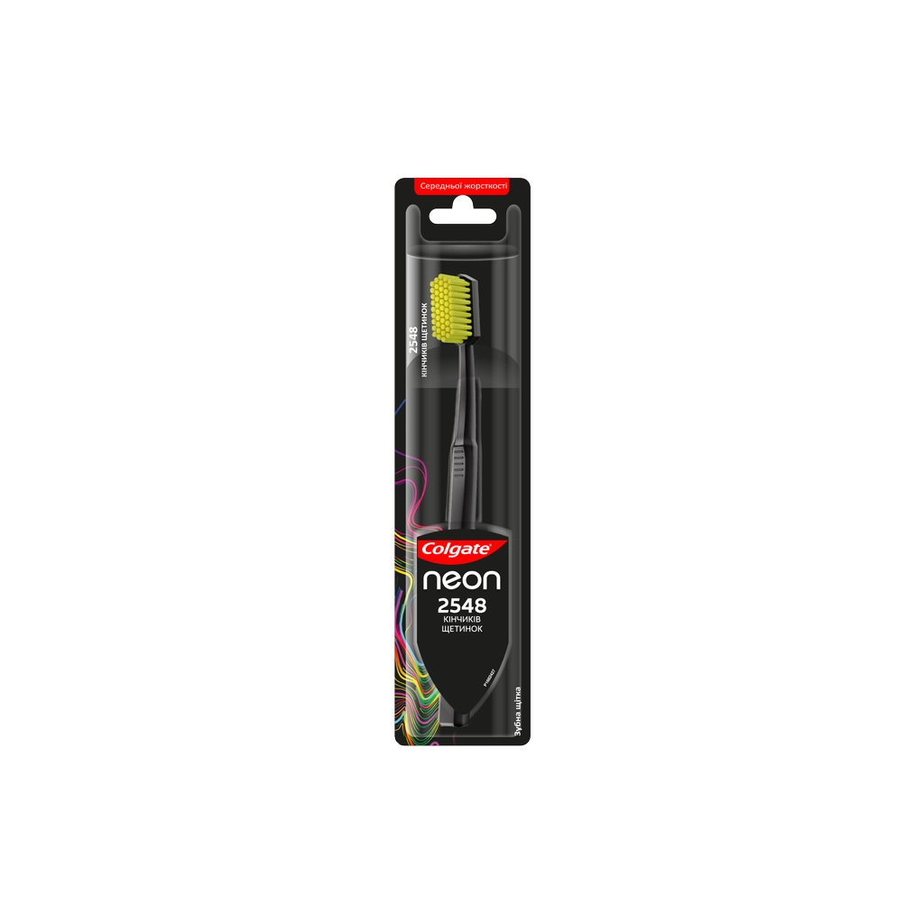 Зубна щітка Colgate Neon 2548 кінчиків щетинок середньої жорсткості Чорна (2172000000023) - зображення 1