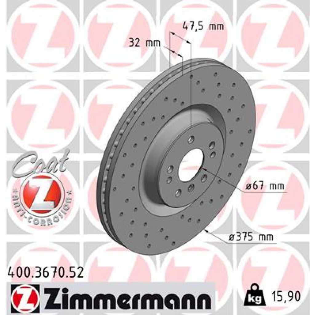 Гальмівний диск ZIMMERMANN 400.3670.52 - зображення 1