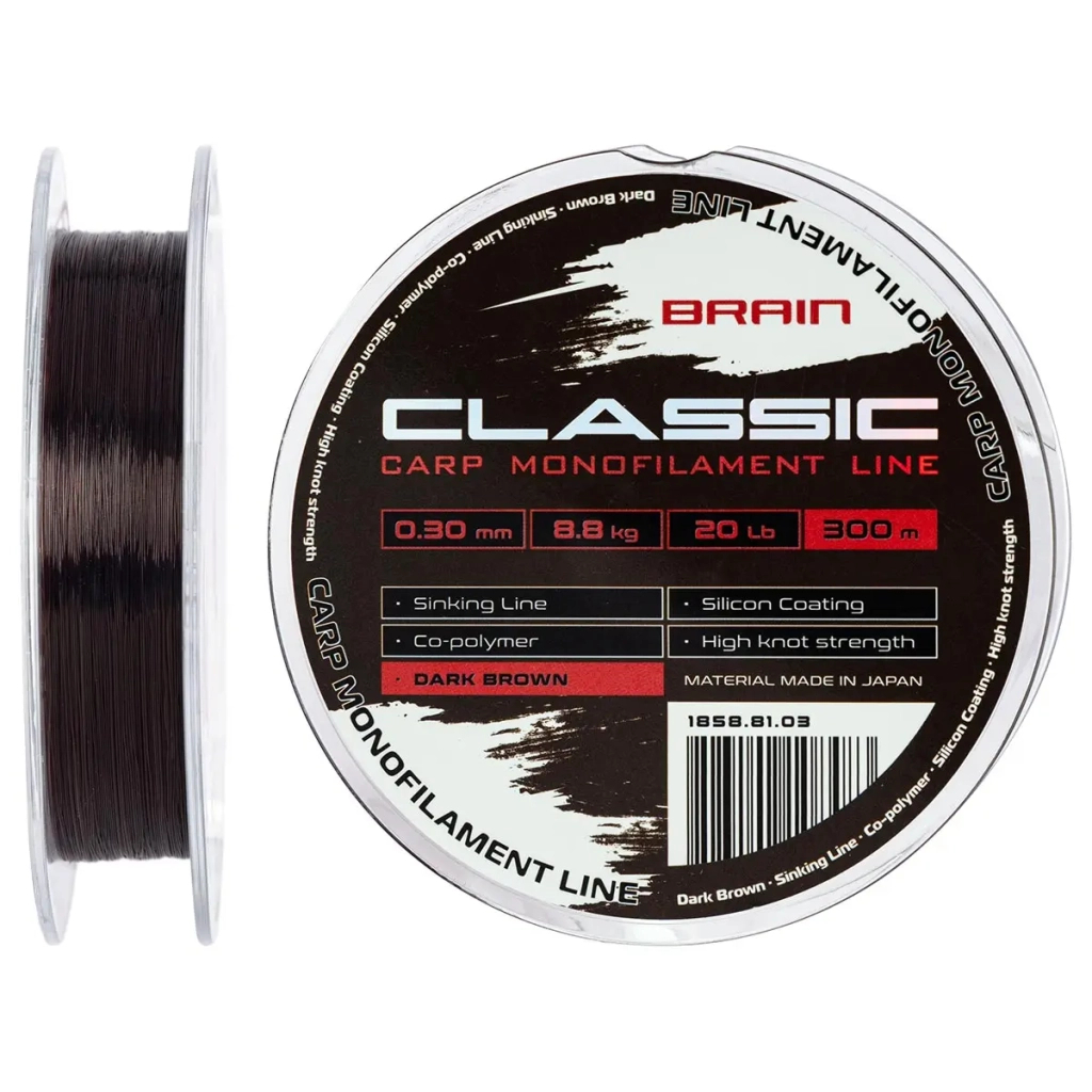 Волосінь Brain Classic Carp Line (dark brown) 300m 0.30mm 20lb 8.8kg (1858.81.03) - изображение 1