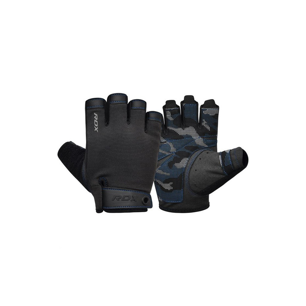 Рукавички для фітнесу RDX T2 Half Blue Plus S (WGA-T2HU-S+) - зображення 1