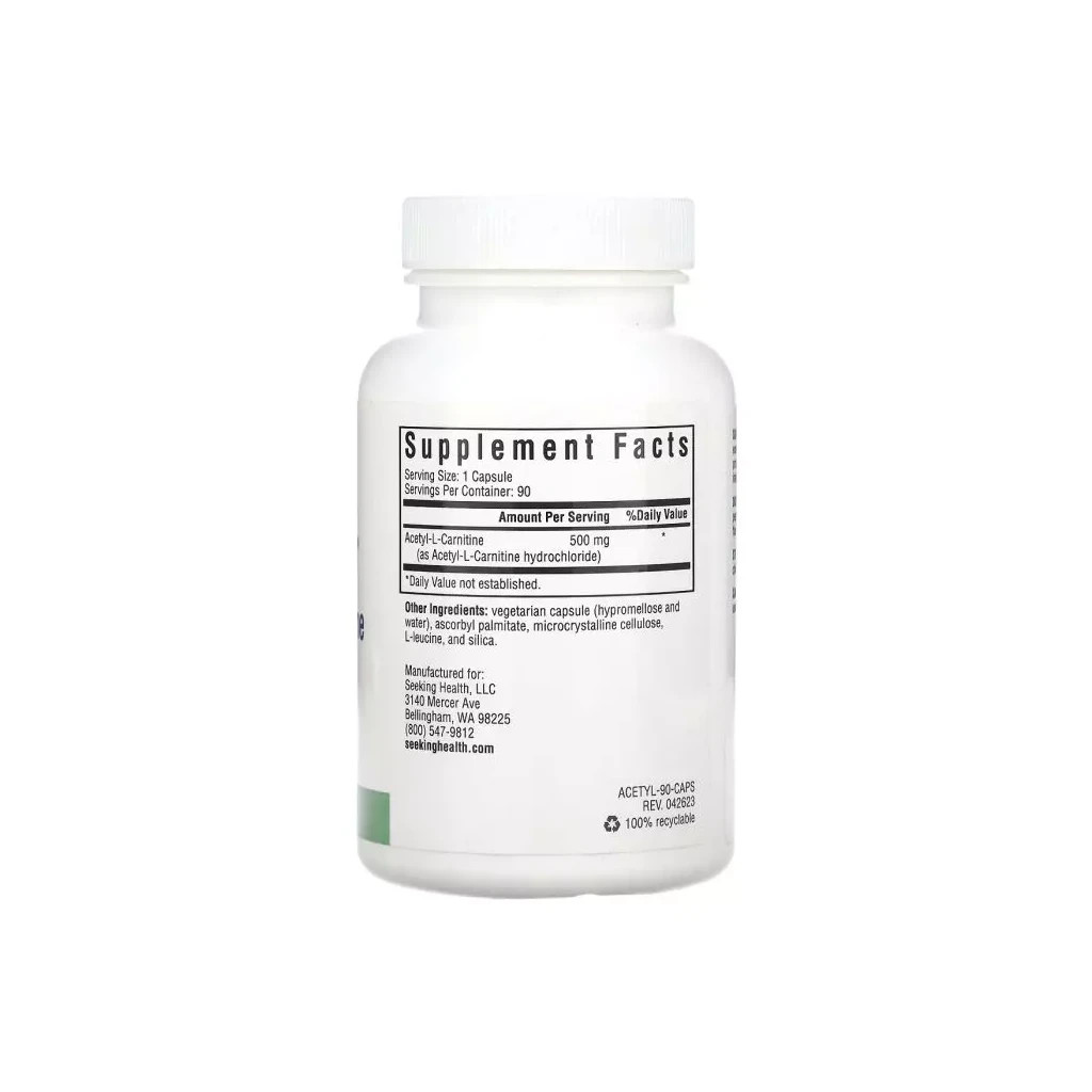 Амінокислота Seeking Health Ацетил-L-Карнітін, 500 мг, Acetyl-L-Carnitine, 90 вегетаріанських кан. (SKH-52008) - зображення 2