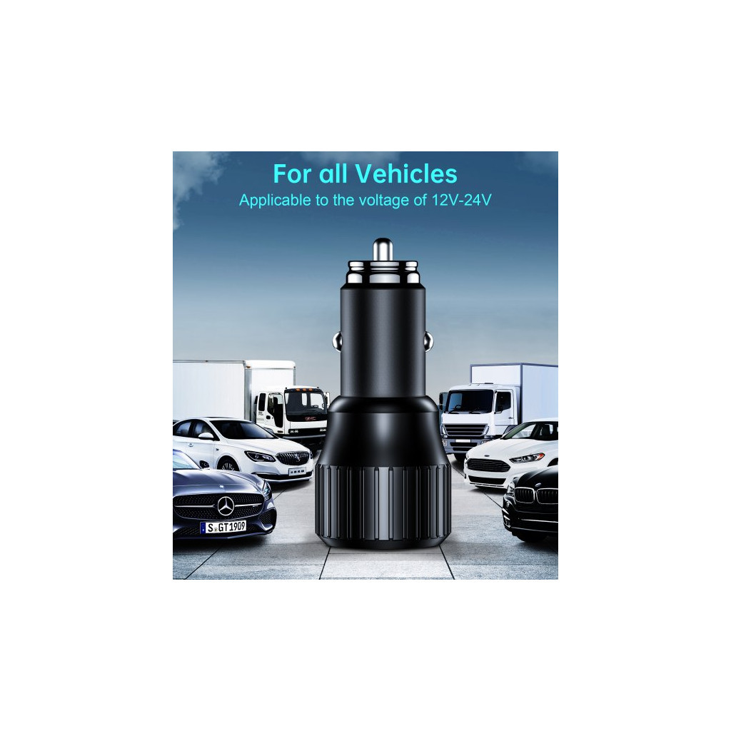 Зарядний пристрій Choetech car USB-A/USB-C 63W QC3.0/PD/PPS black (TC0010-BK) - зображення 4