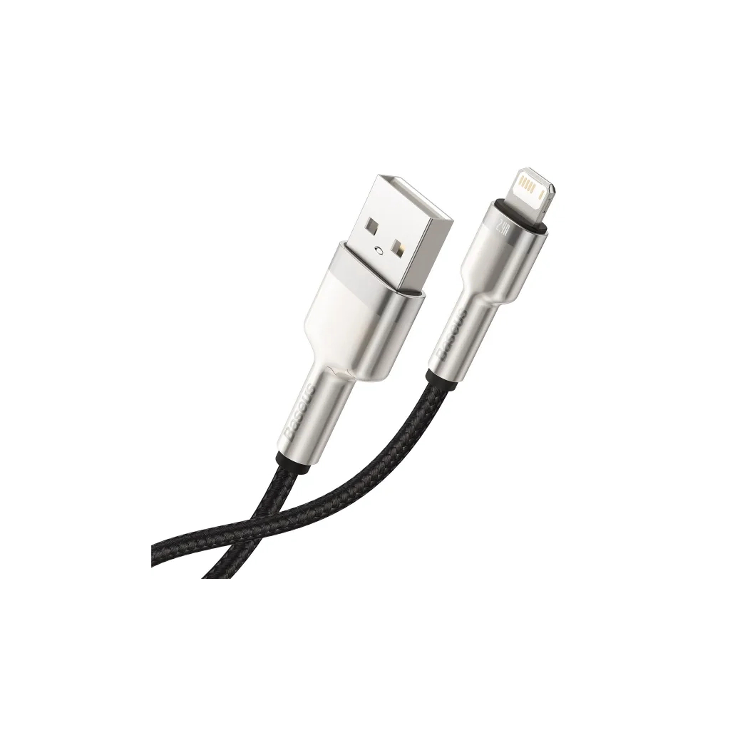 Дата кабель USB 2.0 AM to Lightning 0.25m 2.4A Cafule Series Meta black Baseus (CALJK-01) - зображення 3