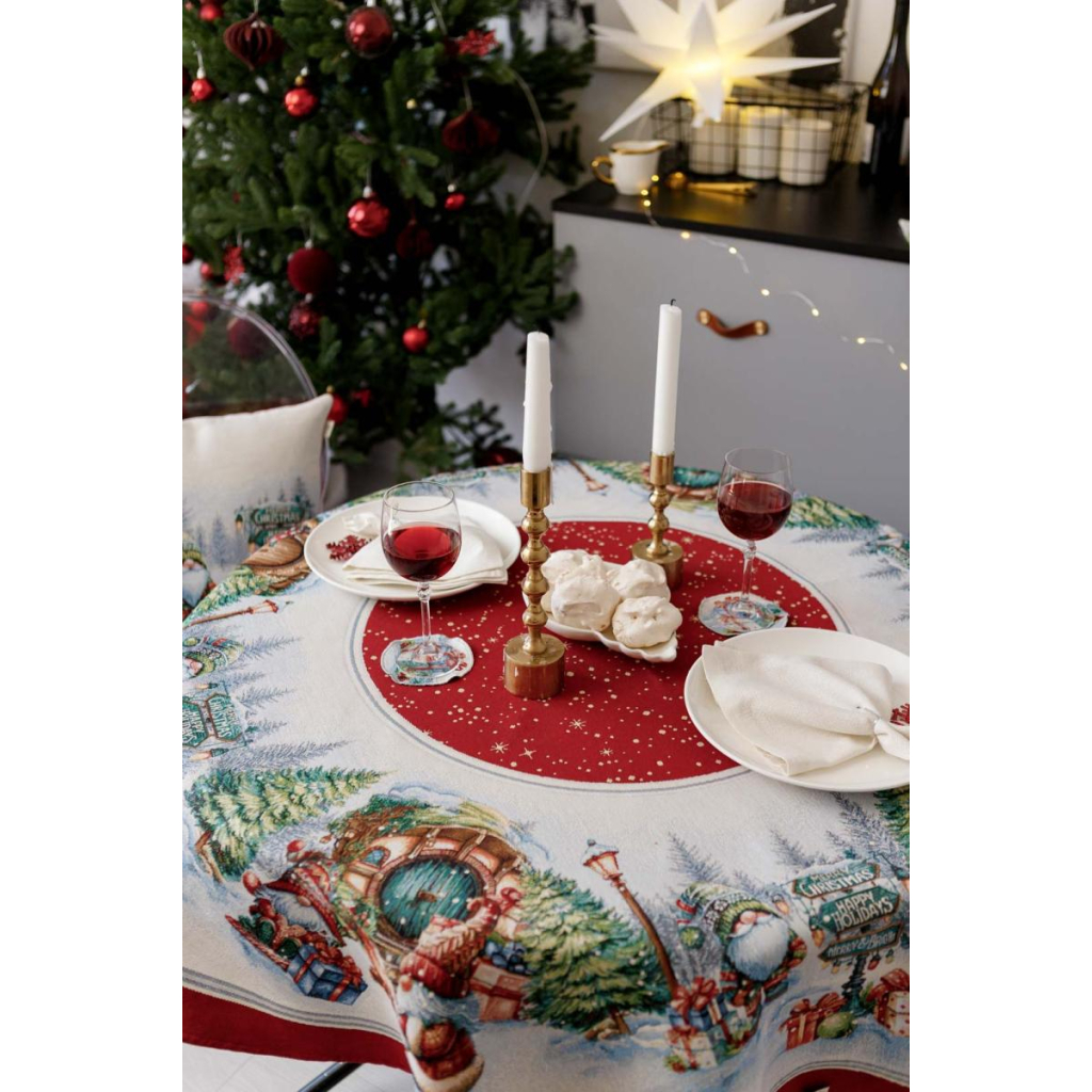Скатертина Прованс гобеленова Різдвяне багаття Dх140 см (037410) - зображення 7
