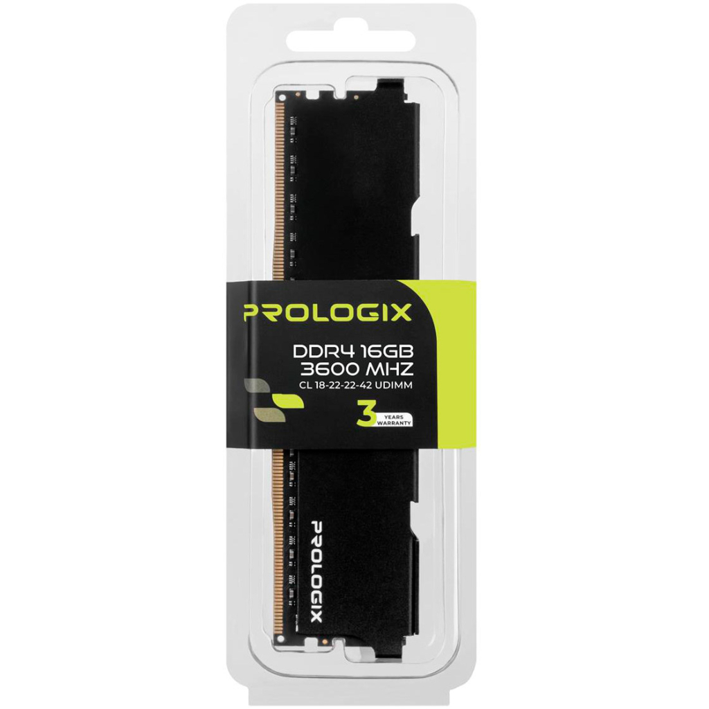 Модуль пам'яті для комп'ютера DDR4 16GB 3600 MHz Black Prologix (PRO16GB3600B4) - зображення 4