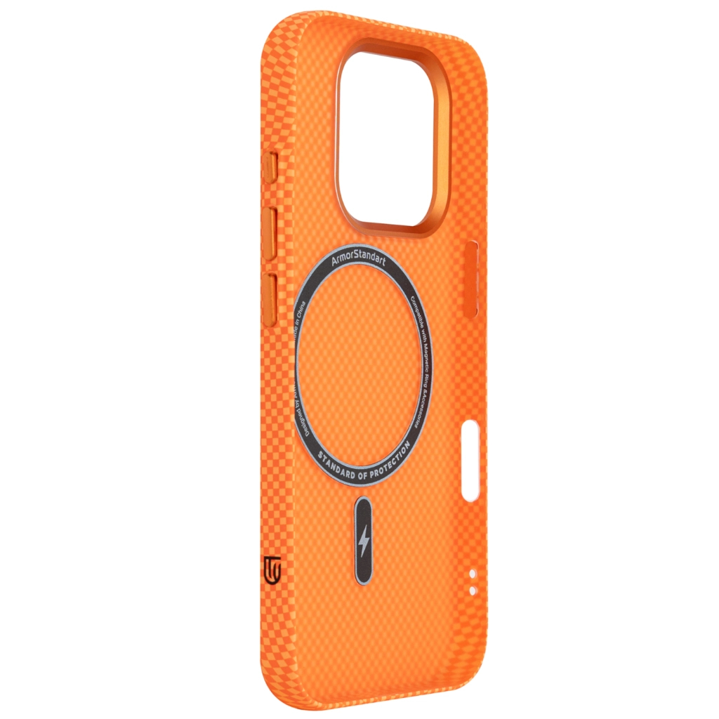 Чохол до мобільного телефона Armorstandart LikeCarbon2 MagCase Apple iPhone 16 Pro Kevlar Orange (ARM88596) - зображення 4