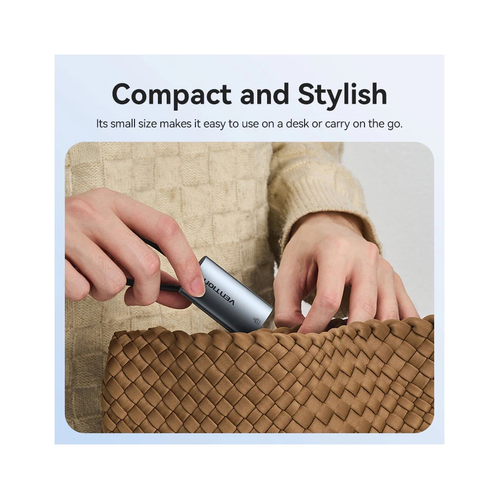 Перехідник USB-C + USB A to RJ45 Ethernet 1000Mbps 0.15m aluminum gray VENTION (CFQHB) - изображение 8