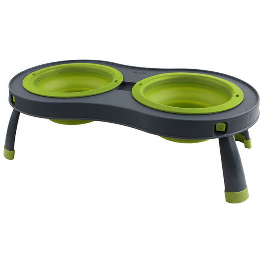Посуд для собак Dexas Миска подвійна на складній підставці-велика 600 мл зелена (0084297306908) - изображение 1