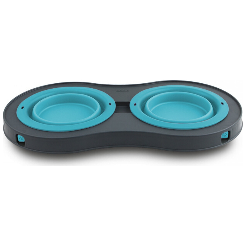 Посуд для собак Dexas Миска подвійна на складній підставці-велика 600 мл блакитна (0084297306892) - изображение 3