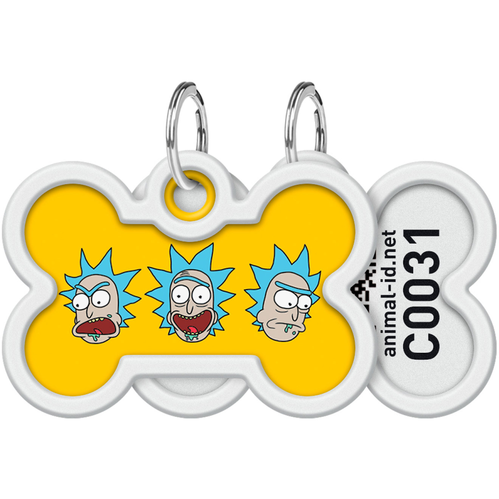 Адресник для тварин WAUDOG Smart ID з QR паспортом "Рік і Морті 3", кістка 40х38 мм (231-0282) - зображення 1