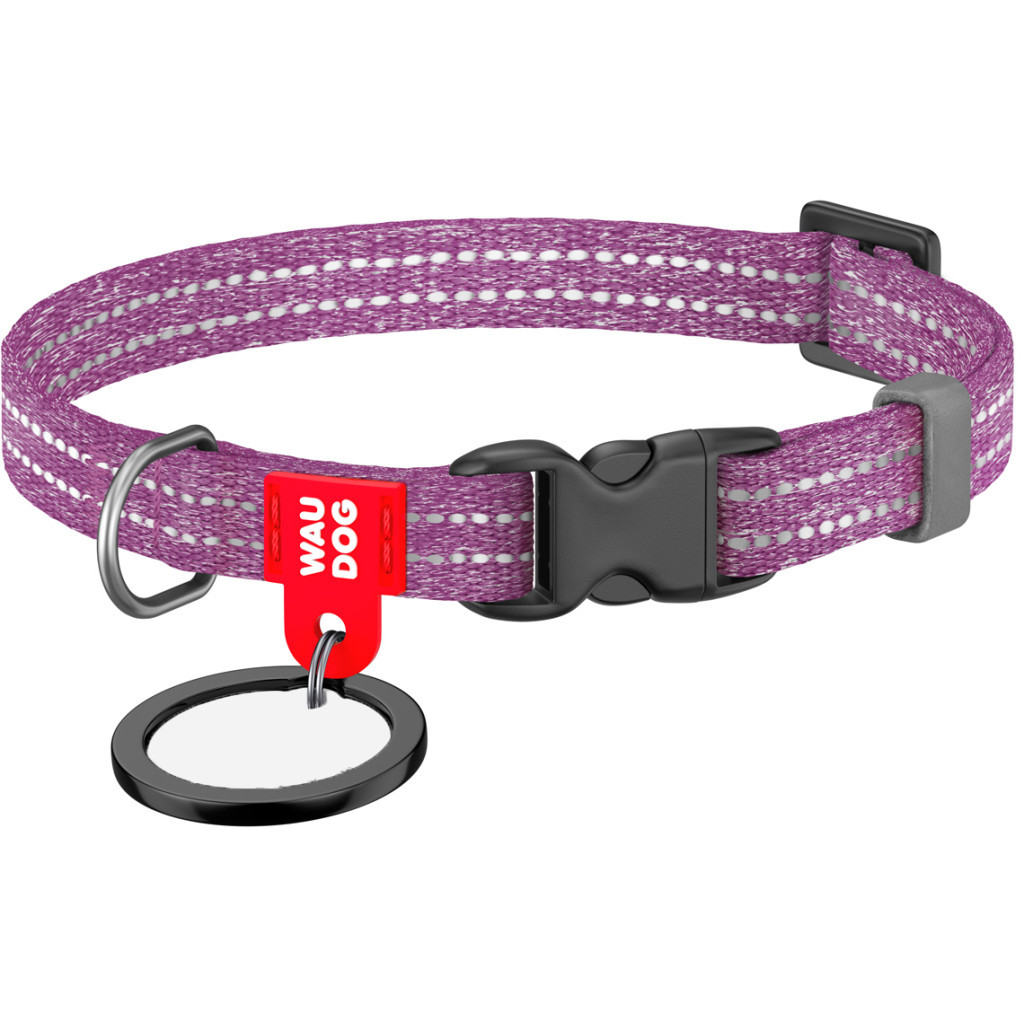 Нашийник для тварин WAUDOG Re-cotton з QR паспортом для котів та дрібних порід собак XS фіолетовий (16409) - зображення 1