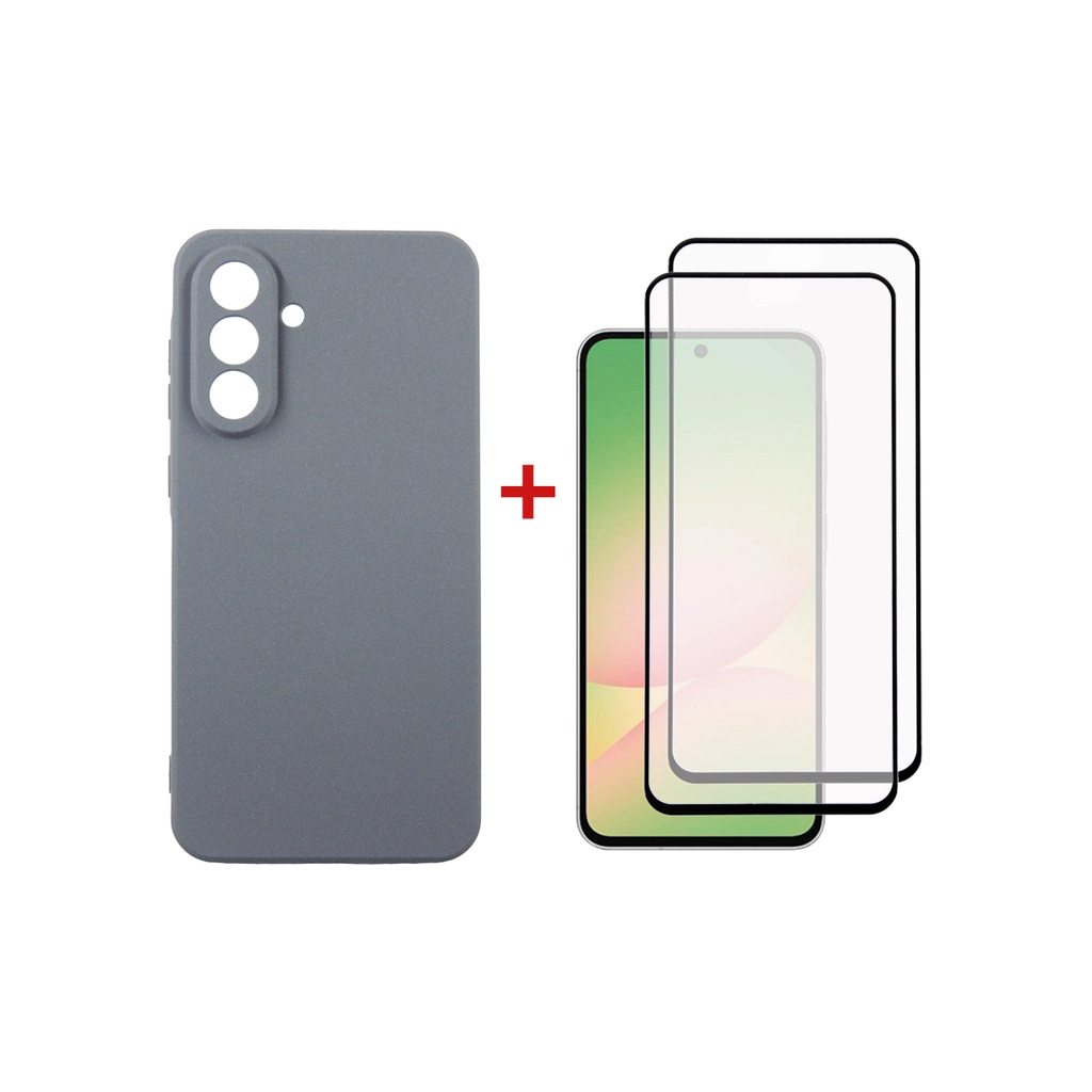 Чохол до мобільного телефона Dengos Kit Samsung Galaxy A56 Carbon + 2 pcs glass (Grey) (DG-CTG2P-09) - зображення 1