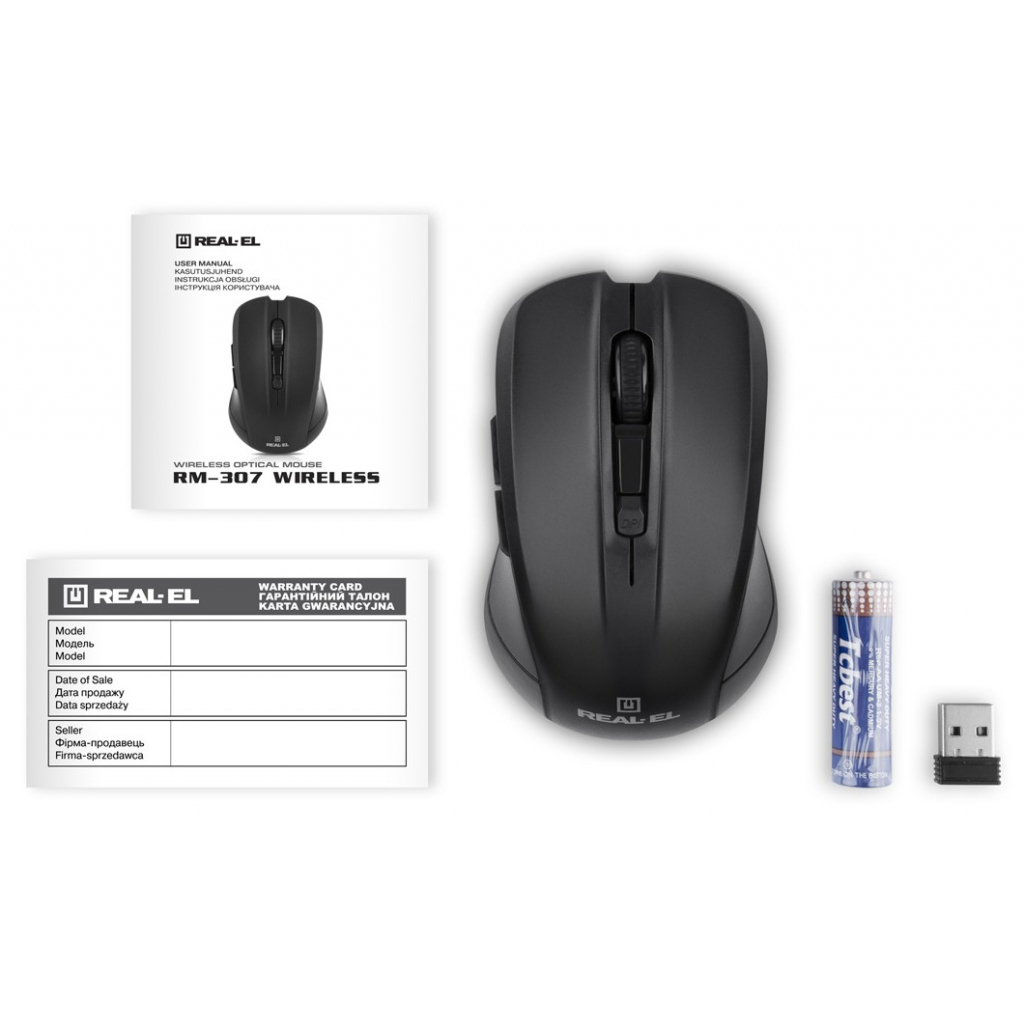 Мишка REAL-EL RM-307 Wireless Black - зображення 9