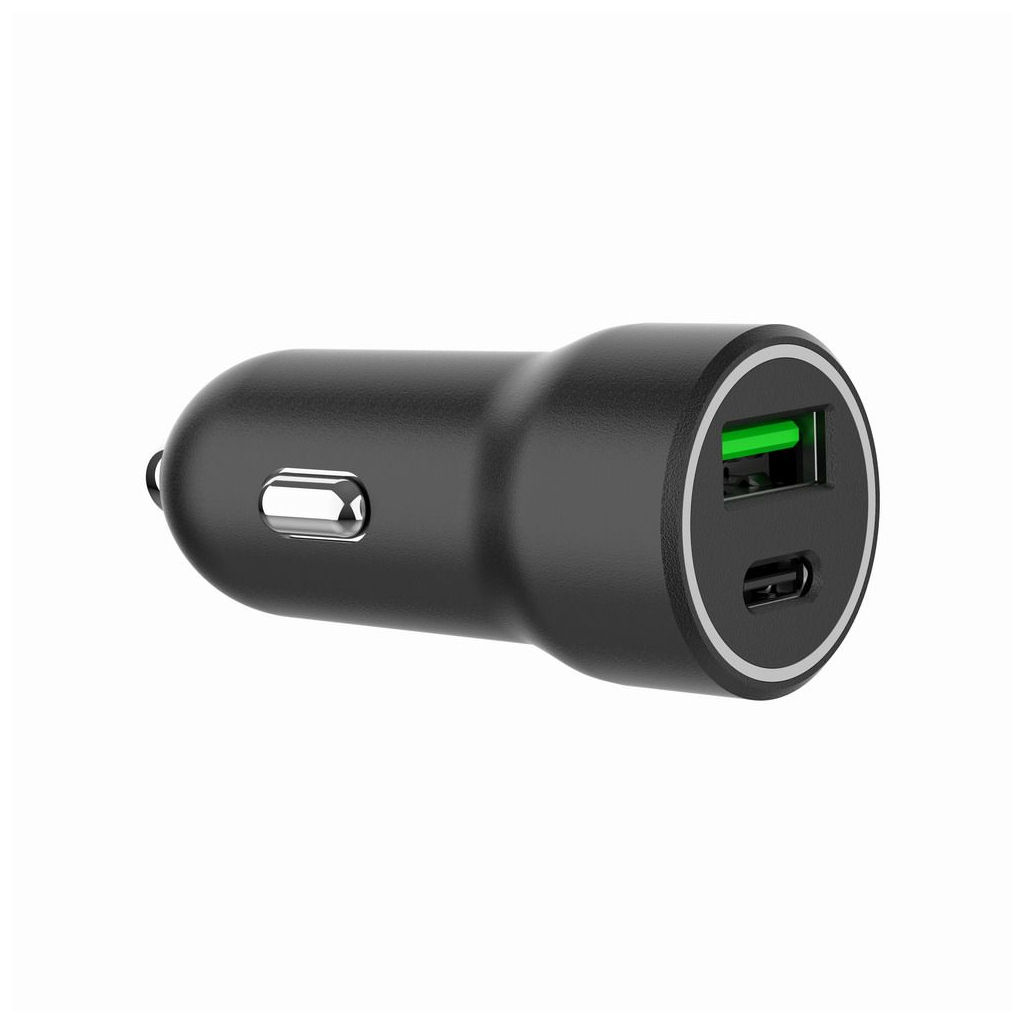 Зарядний пристрій Gembird 1xUSB-A (18W QC3.0) + 1xUSB-C (20W PD) black (TA-UC-A2PDQC20-CAR-01) - зображення 1