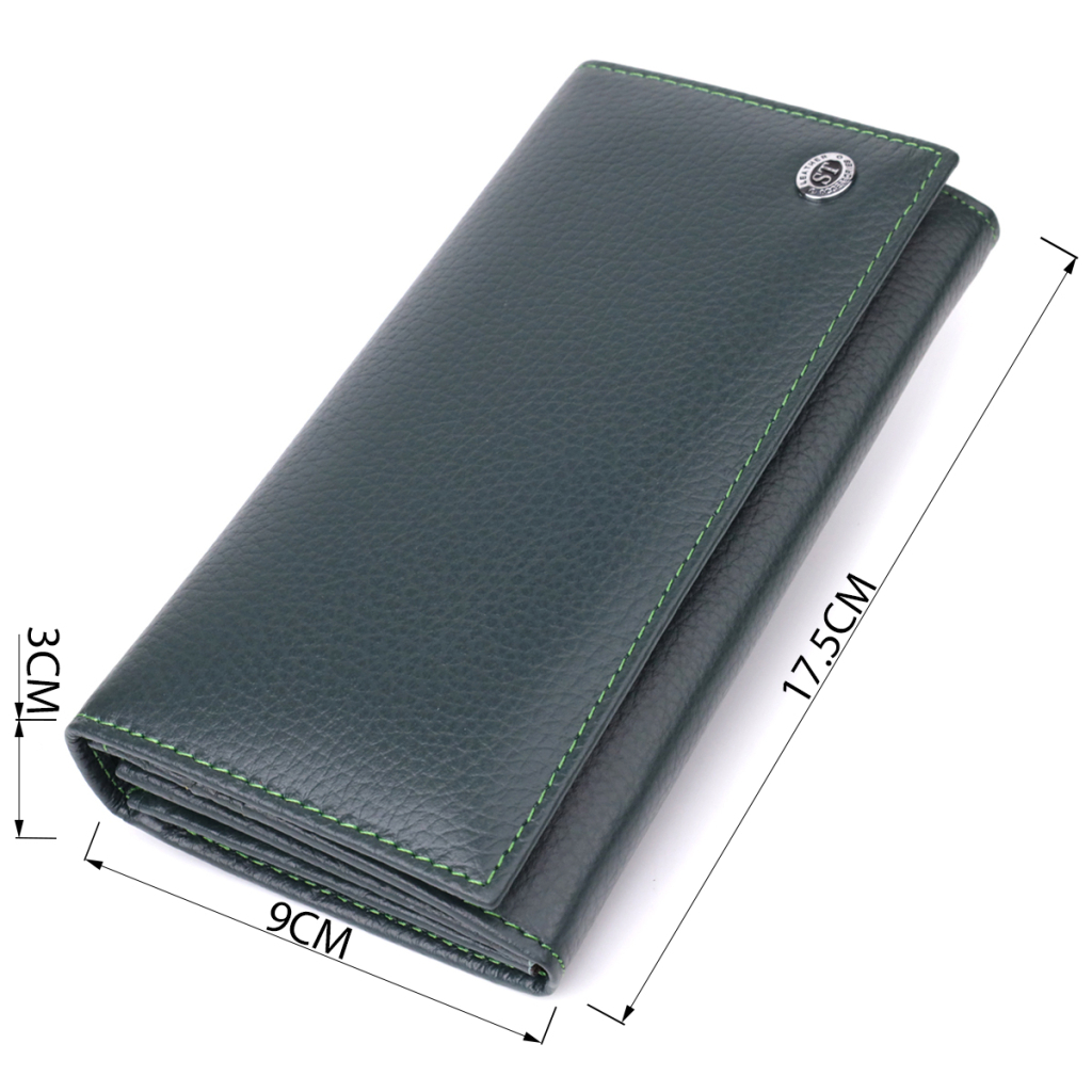 Гаманець ST Leather З натуральної шкіри Зелений (23086) - зображення 3