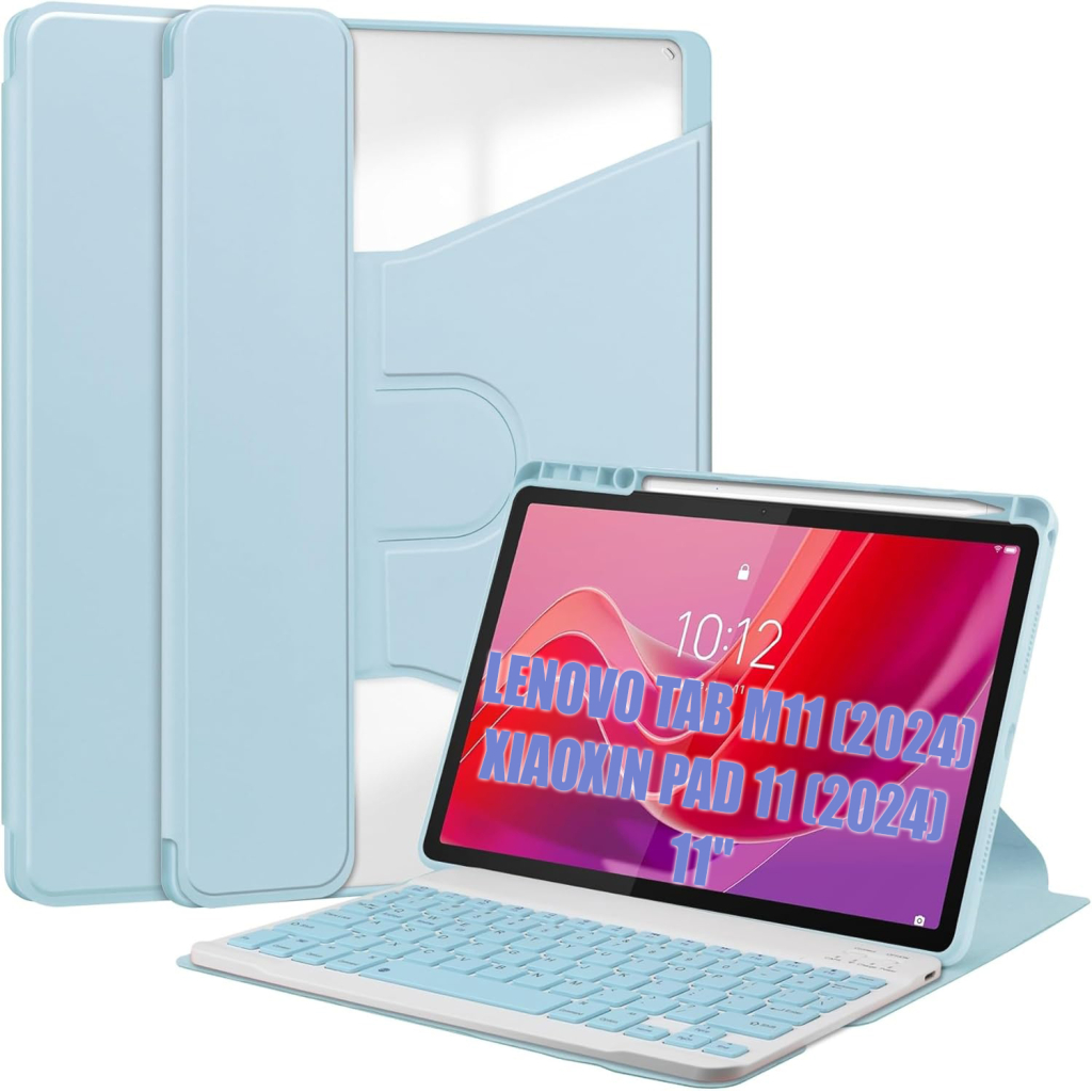 Чохол до планшета BeCover 360° Rotatable + Keyboard Lenovo Tab M11 (2024) TB-TB330FU/Xiaoxin Pad 11 (2024) 11" Light Blue (712410) - зображення 1