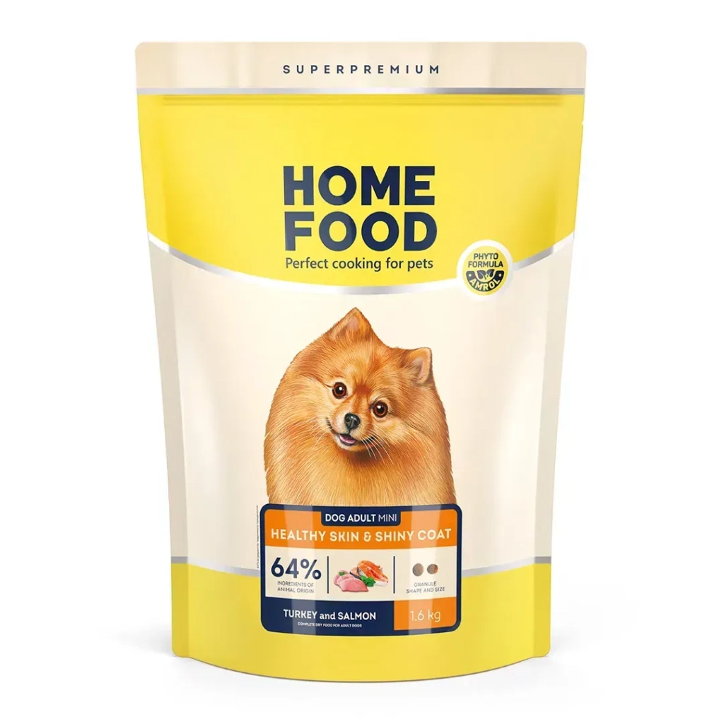 Сухий корм для собак Home Food ADULT MINI Healthy Skin And Shiny Coat з індичкою та лососем 1.6 кг (4820235020361) - зображення 1