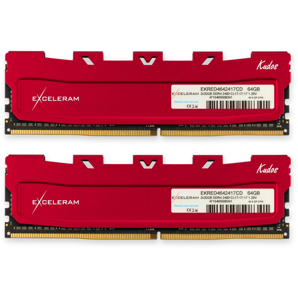Модуль пам'яті для комп'ютера DDR4 64GB (2x32GB) 2400 MHz Red Kudos eXceleram (EKRED4642417CD) - зображення 1