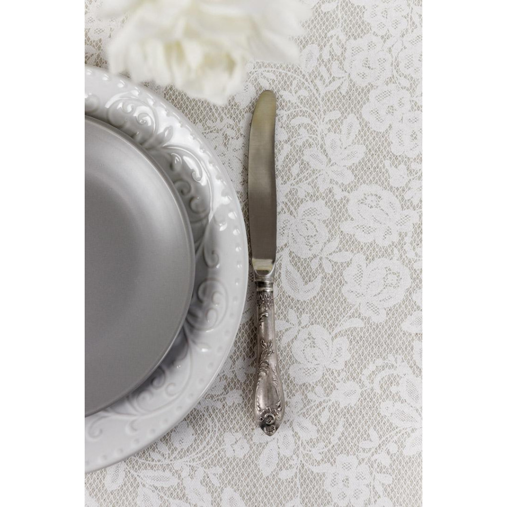 Скатертина Прованс непромокаюча Simfoni Мереживо на натюрель D-180 см (033841) - зображення 5