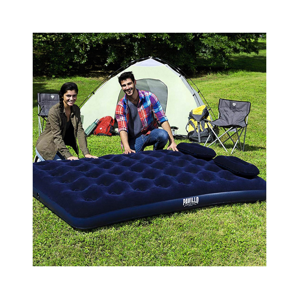 Матрац надувний BestWay Pavillo велюр Синій 152 х 203 х 22 см (67374) - зображення 7