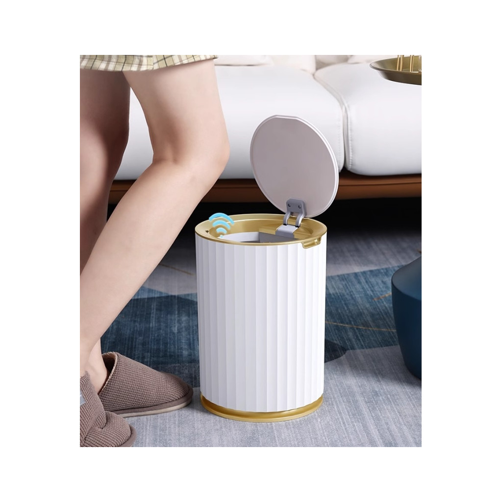 Контейнер для сміття JAH Nordic Сенсорний Білий із золотим 9 л (20259) - изображение 11