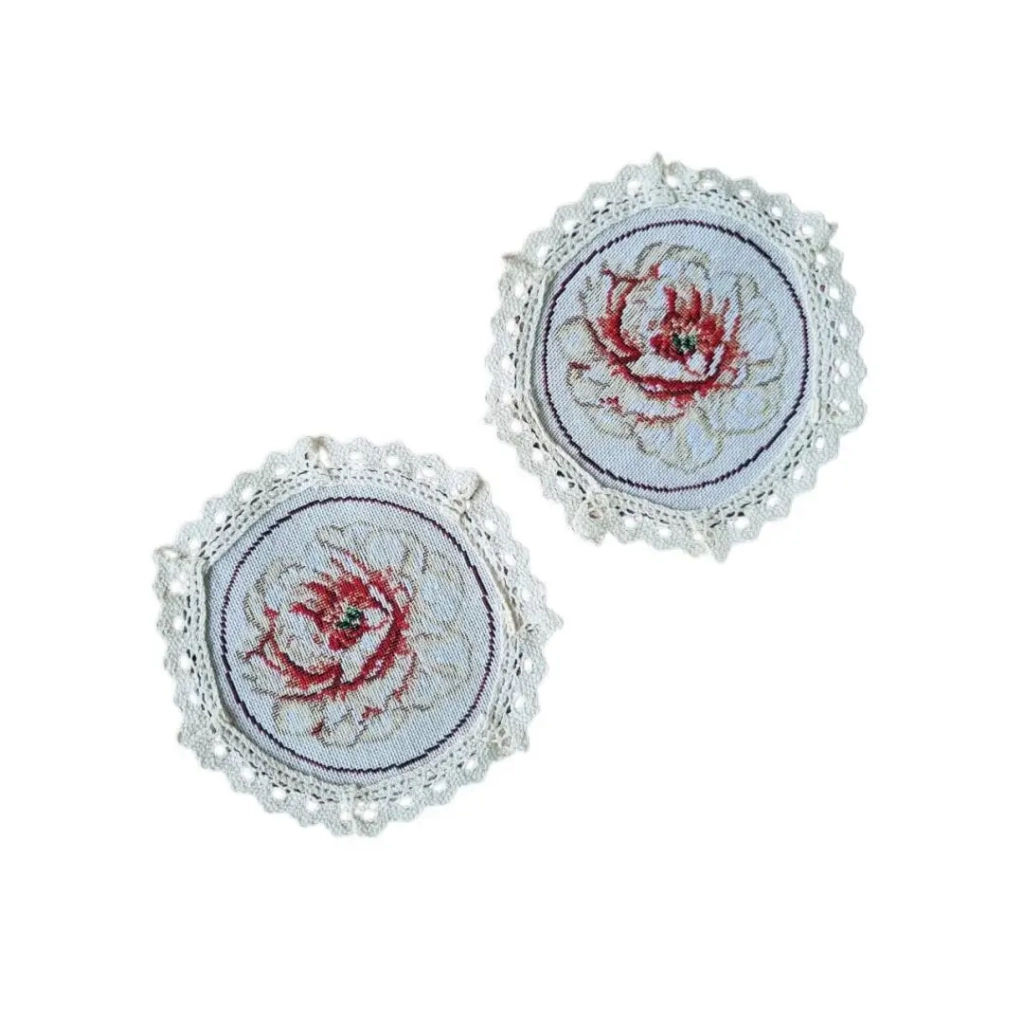 Серветка на стіл Прованс набір під чашку Троянда D-14 см 2 шт (4823093438880) - зображення 1