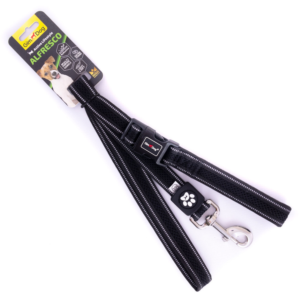 Повідець для собак GimDog Alfresco 2.5х120 см неопрен/фліс (чорний) (8009632059556) - зображення 1