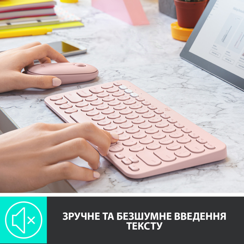 Клавіатура Logitech K380 Multi-Device Bluetooth UA Rose (920-009867) - зображення 3