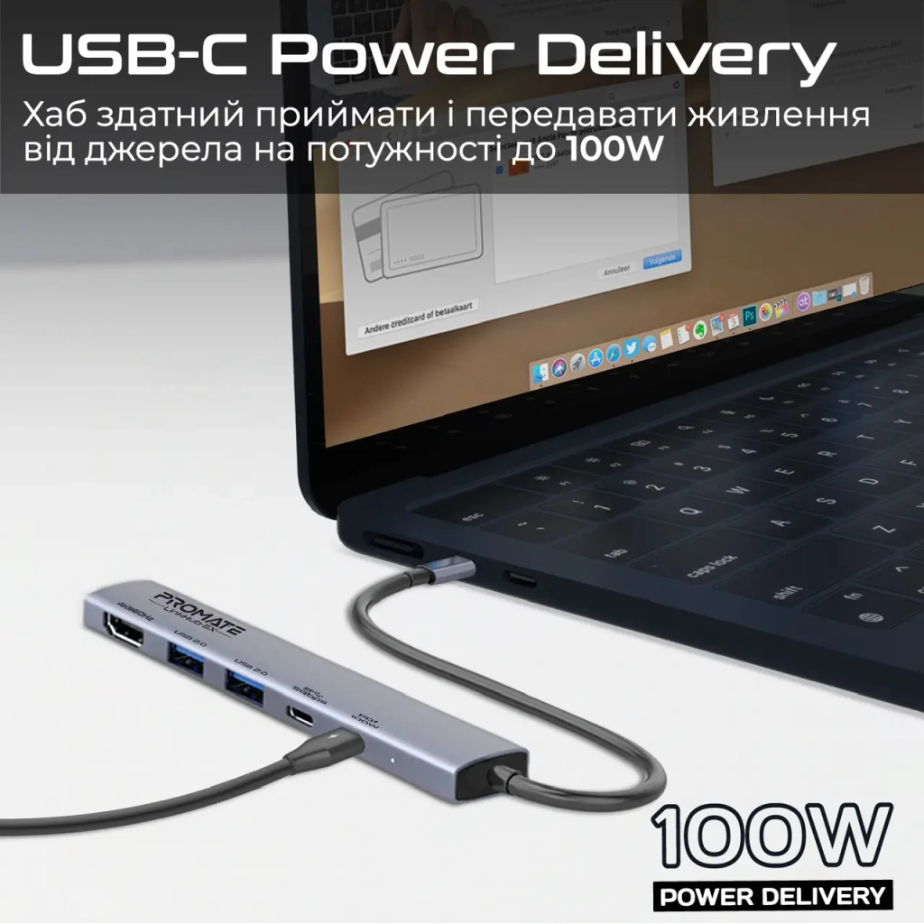 Концентратор Promate USB Hub 5 ports linkhub-5x (linkhub-5x) - зображення 2