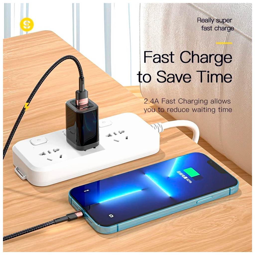 Дата кабель USB 2.0 AM to Lightning 2.0m 2.4A black Essager (EXCL-XCA01) - зображення 4