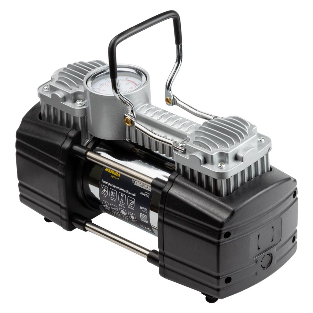 Автомобільний компресор Sigma 12В, 300Вт, 60л/мин, 10бар (6170281) - изображение 4