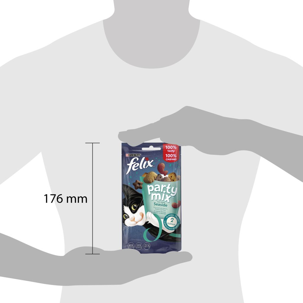 Ласощі для котів Purina Felix Party Mix Океанічний Мікс зі смаком лосося та форелі 60 г (7613287631435) - зображення 3