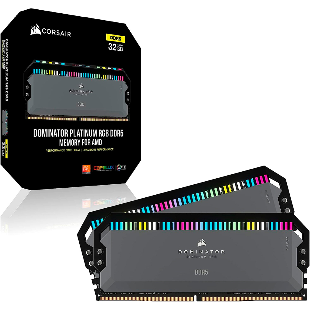 Модуль пам'яті для комп'ютера DDR5 32GB (2x16GB) 6000 MHz Dominator Platinum RGB Gray Corsair (CMT32GX5M2D6000Z36) - зображення 5