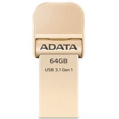 USB флеш накопичувач ADATA 64GB I920 Gold USB 3.1 Gen1/Lightning (AAI920-64G-CGD) - зображення 1